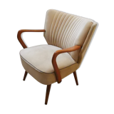 Vintage armchair 50s 60 velvet beige champagne