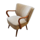 Vintage armchair 50s 60 velvet beige champagne