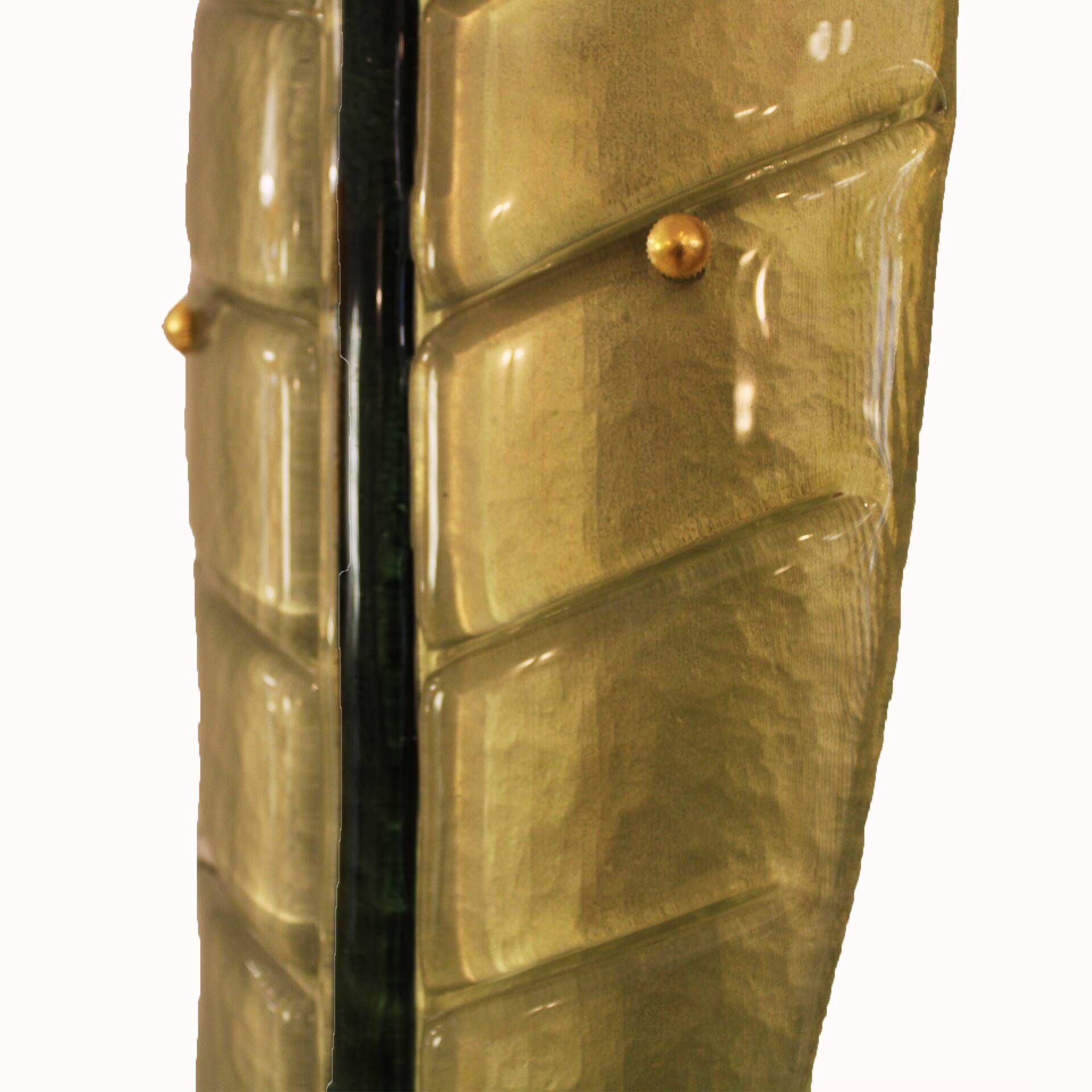 Pair of Green Murano Glass Leaf Wall Sconces, Italy 1990s
