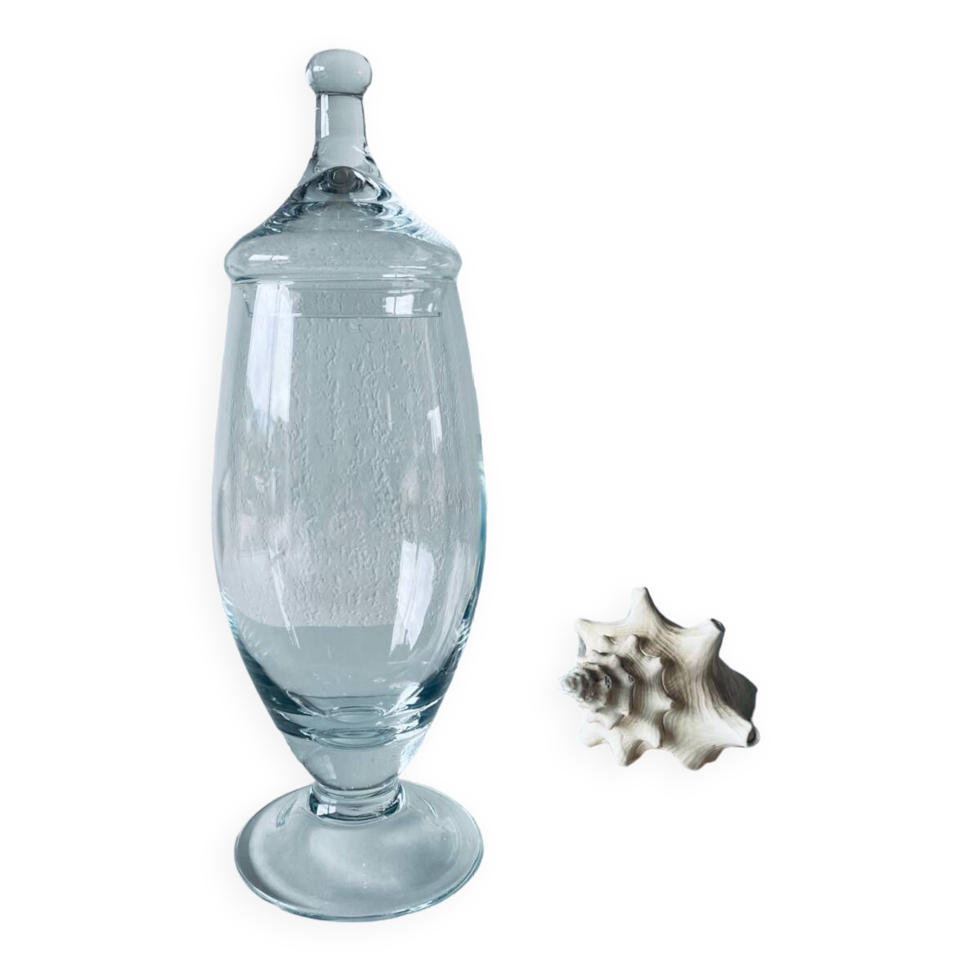 Large apothecary-shaped glass bottle