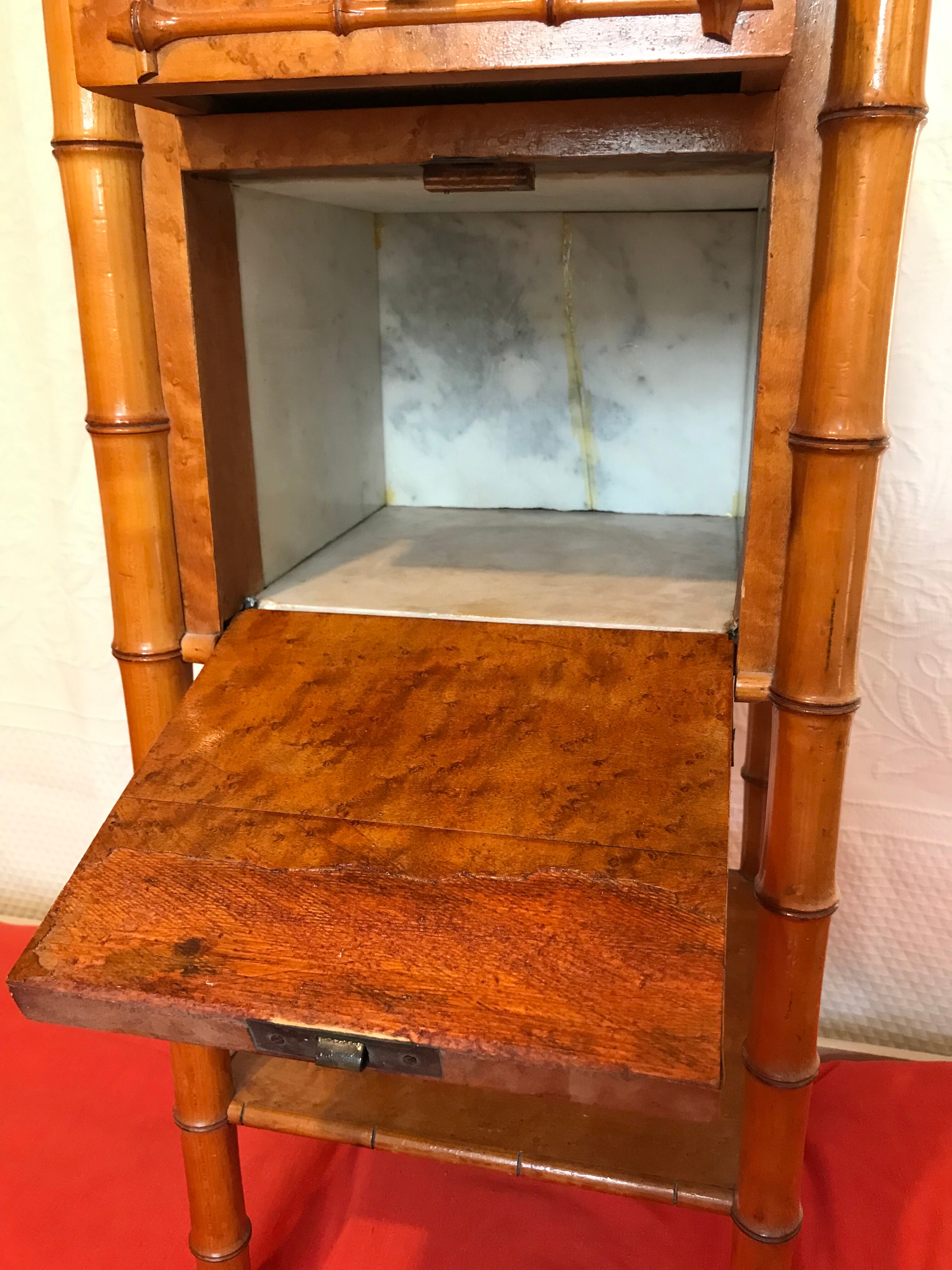 Bedside bamboo collection circa 1870 Napoleon III pitchpin cherry marble