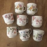 8 tasses anciennes porcelaines dépareillées