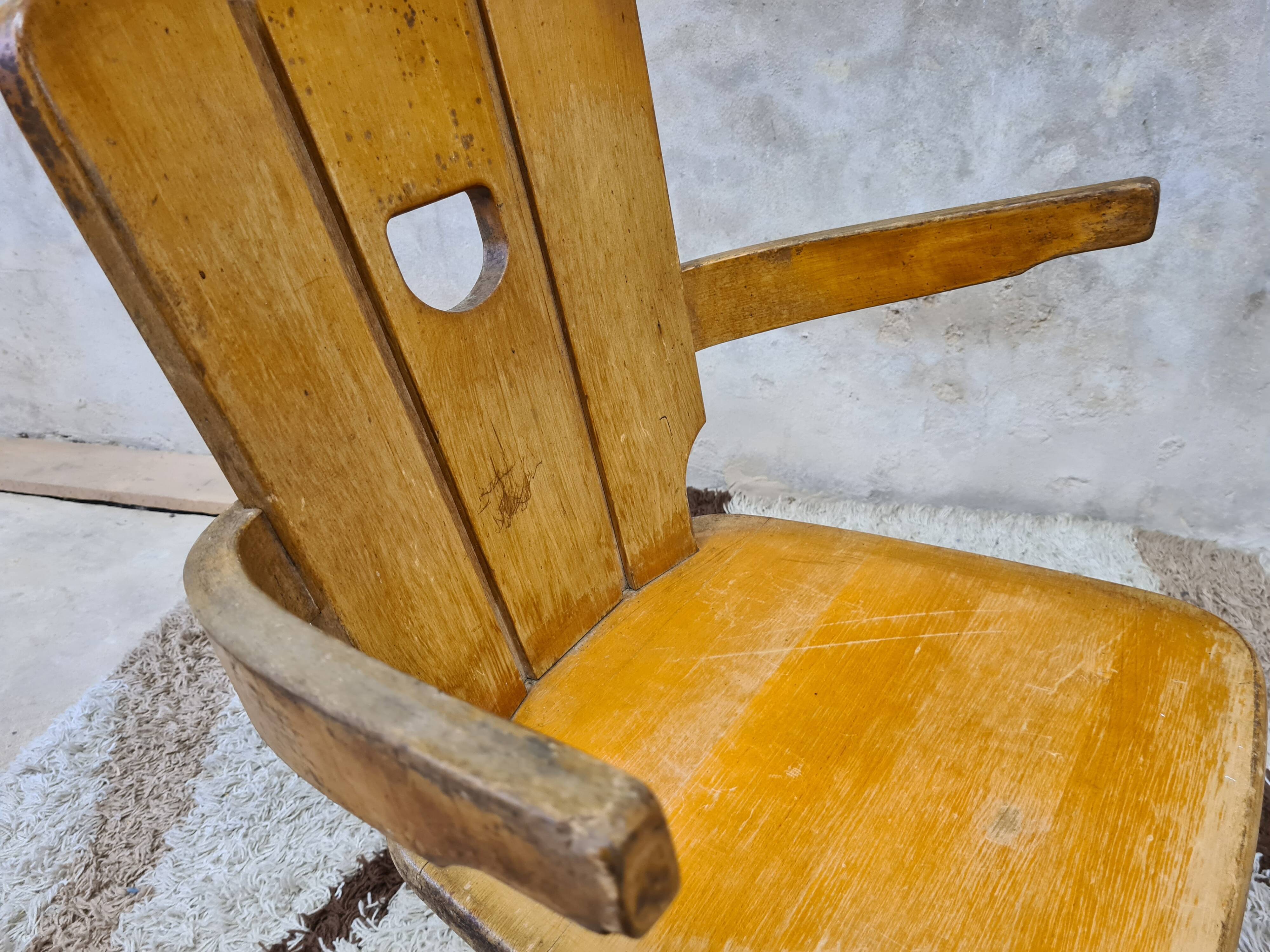 Brutalist wooden chair 1960