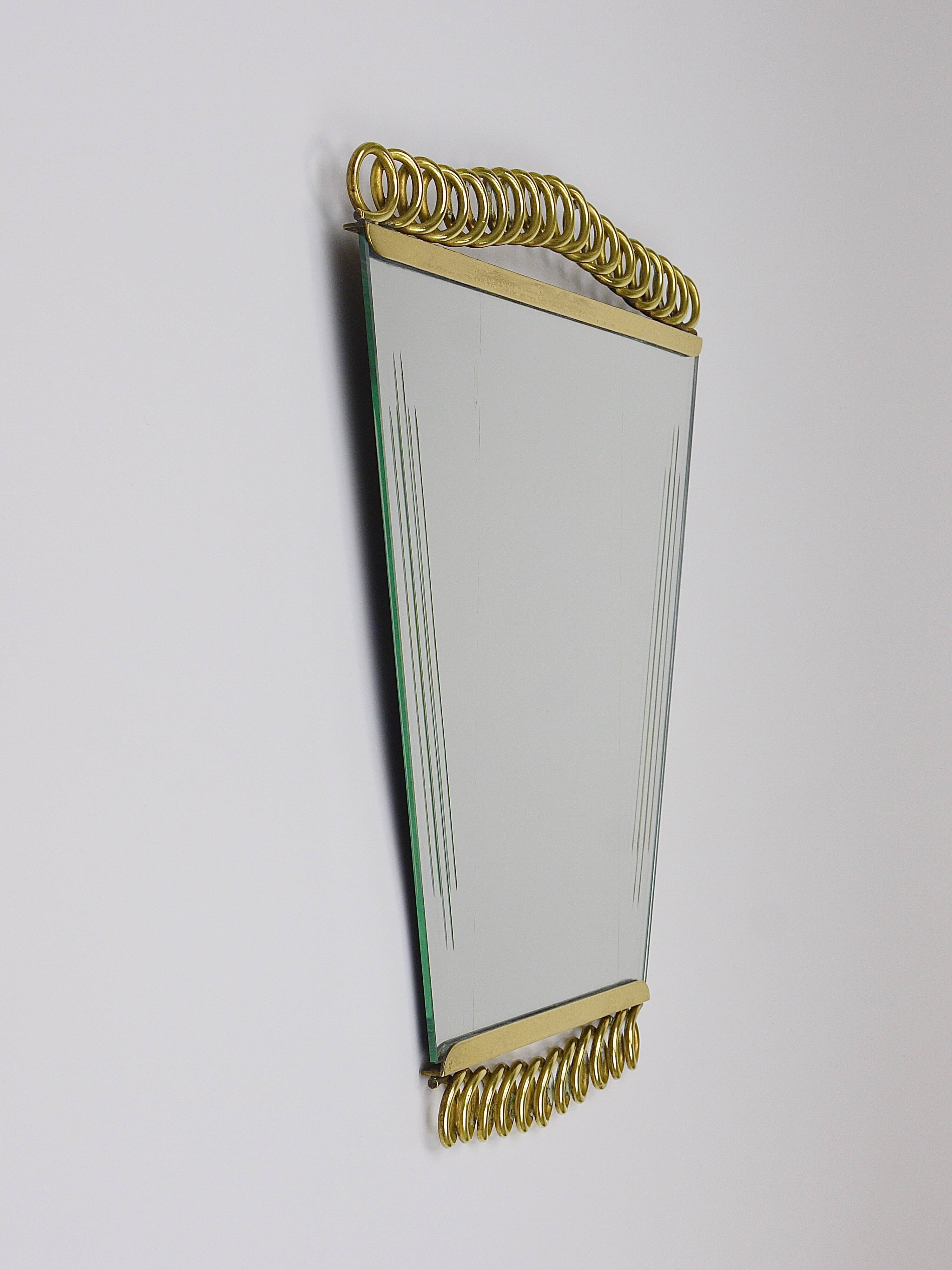 Josef Frank Attr. Mid-Century Brass Loop Wall Mirror, Austria, 1950s