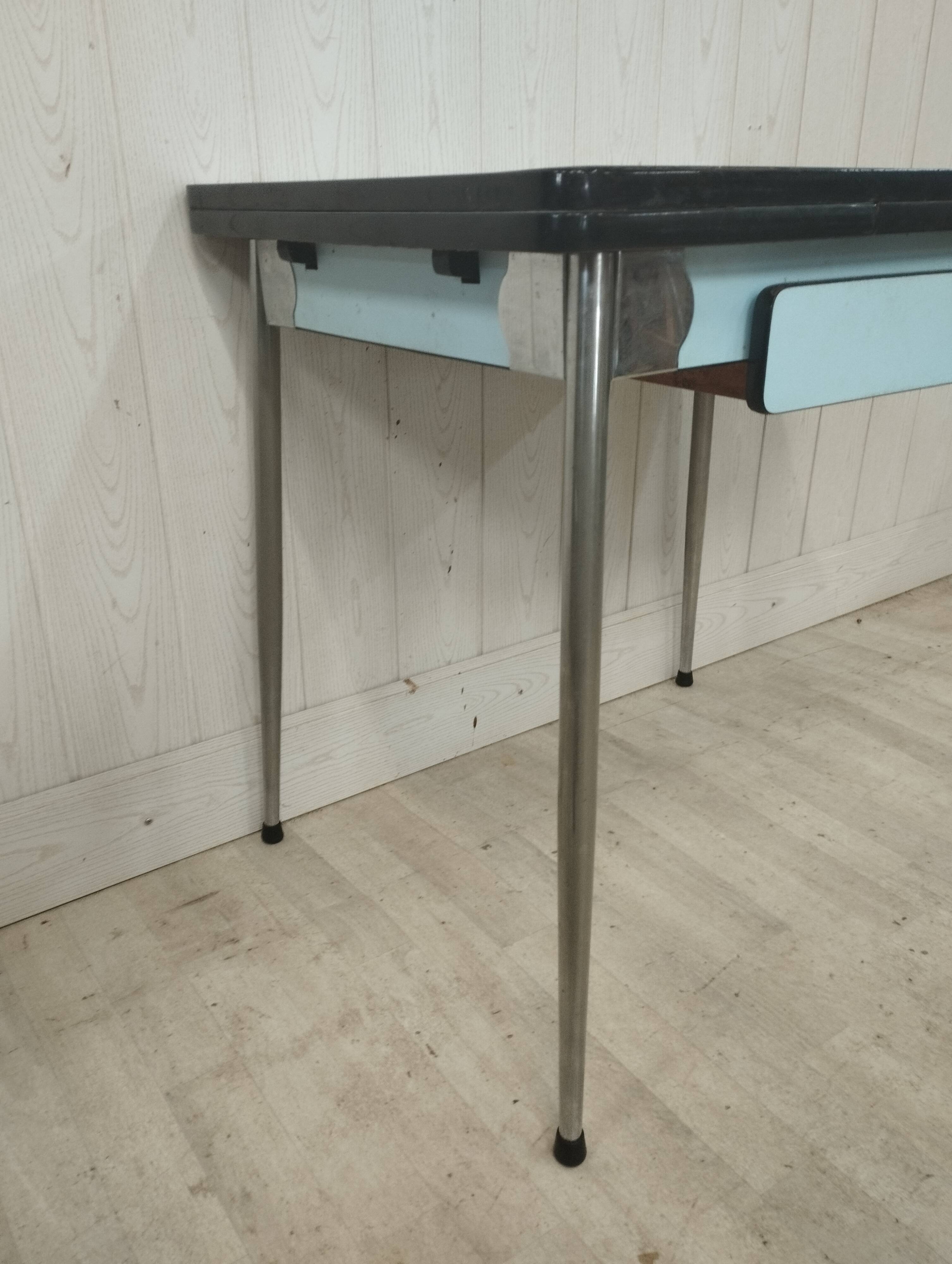 Blue formica table 2 chairs 1 mdj stool