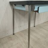 Blue formica table 2 chairs 1 mdj stool