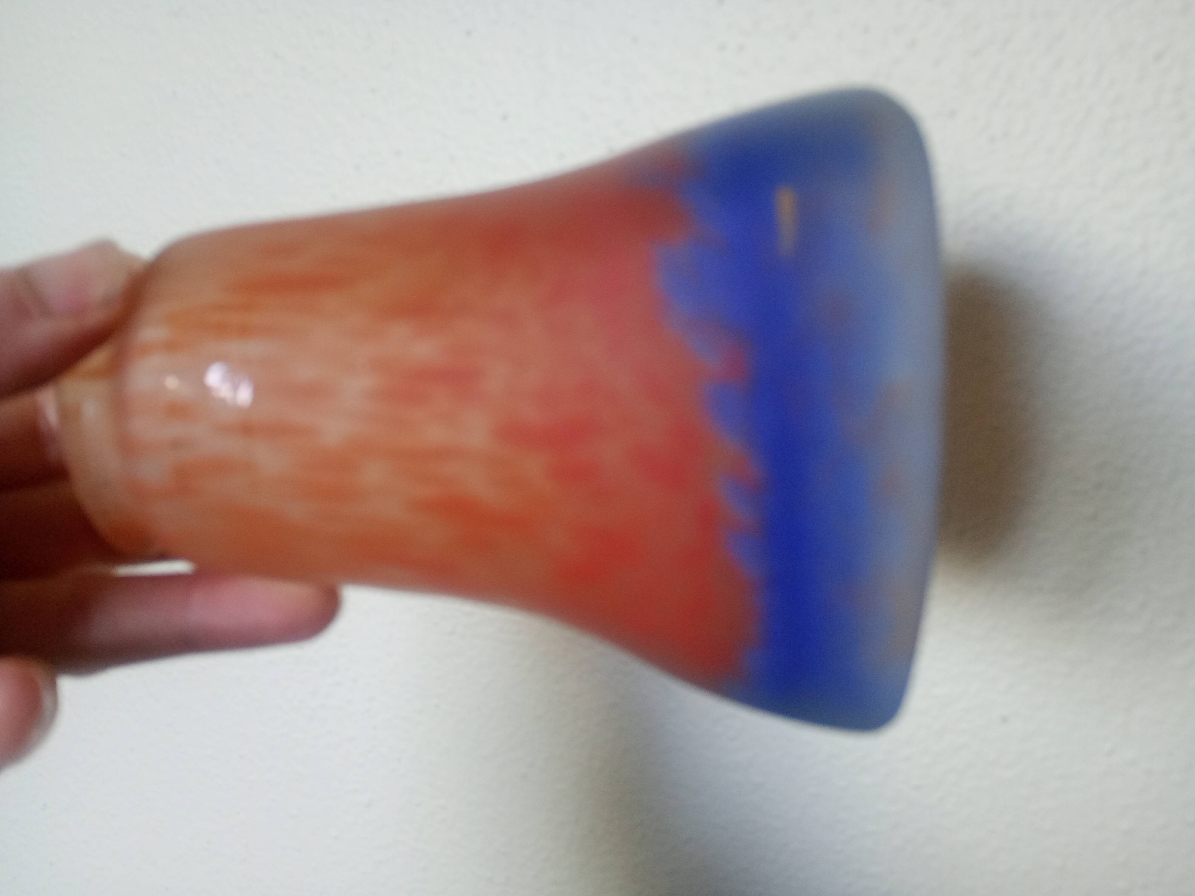 MULLER FRERES LUNEVILLE - TULIP GLASS speckled orange-blue - square base