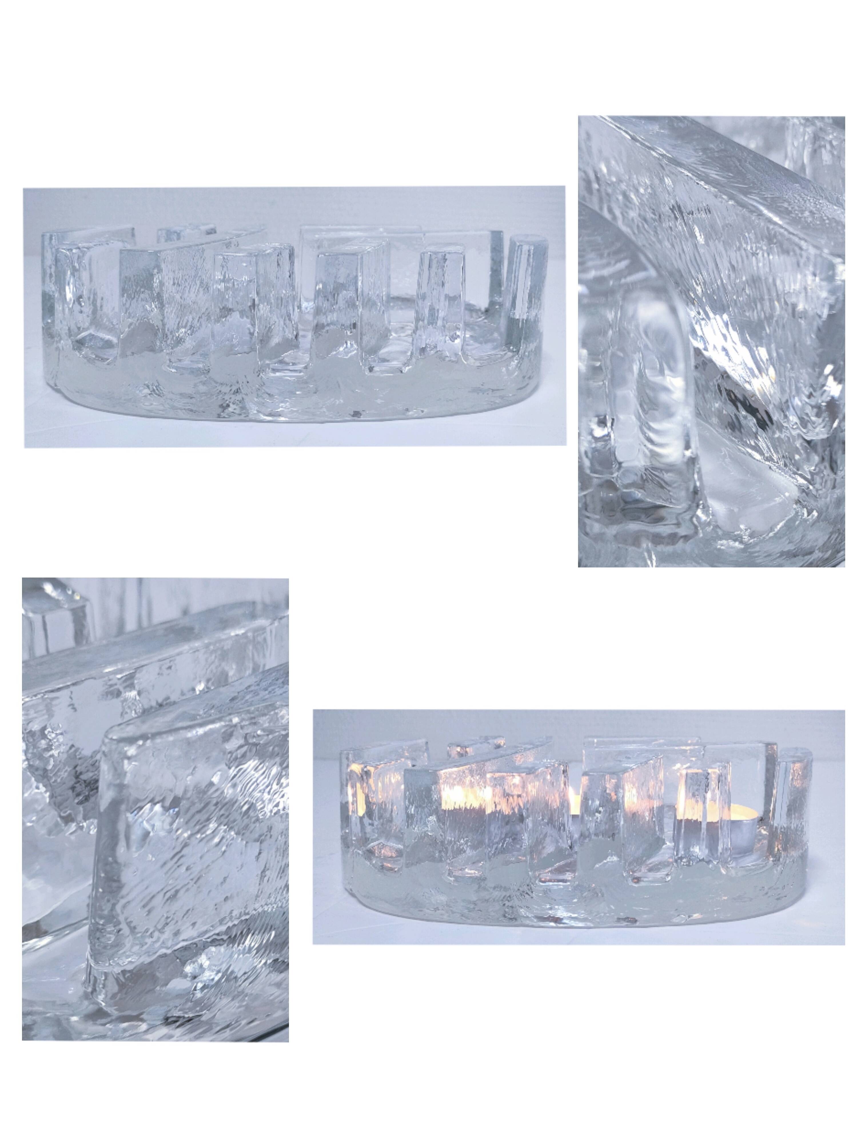 80s design sculptural glass candle holder