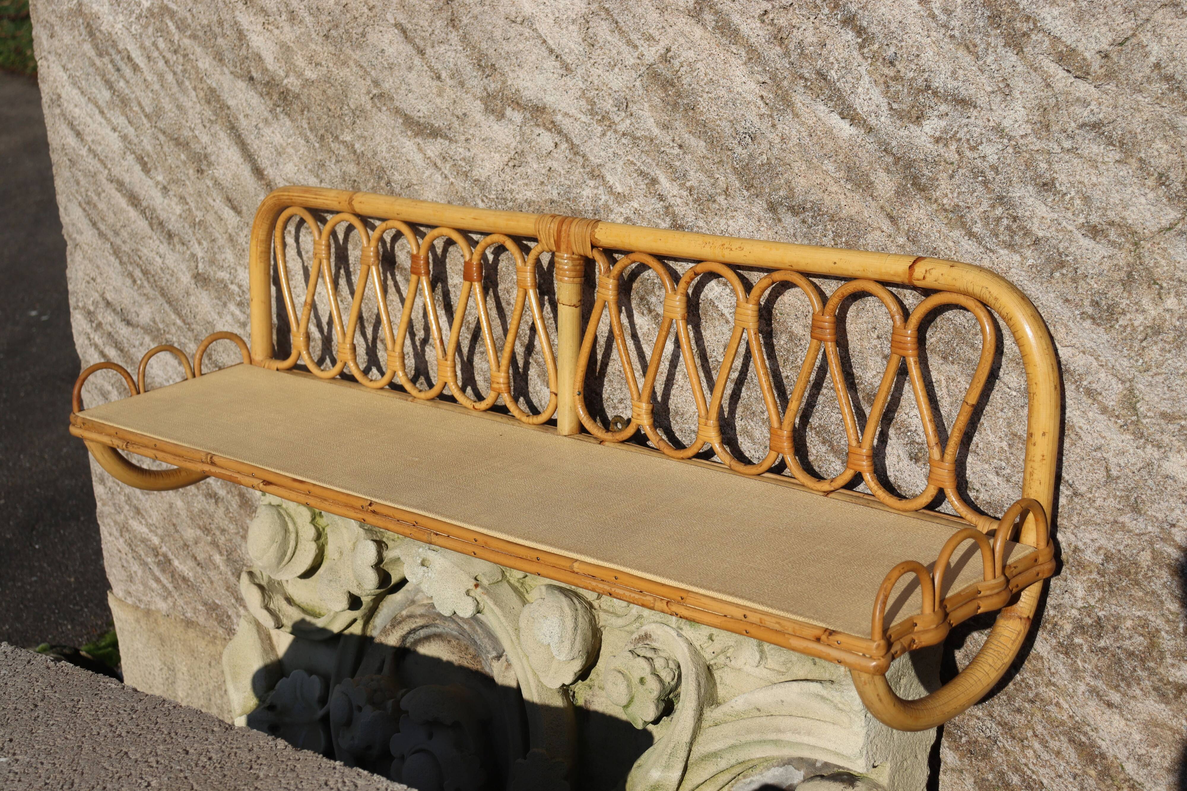 Large rattan wall shelf