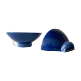 Pair wall lamps half moon faience blue