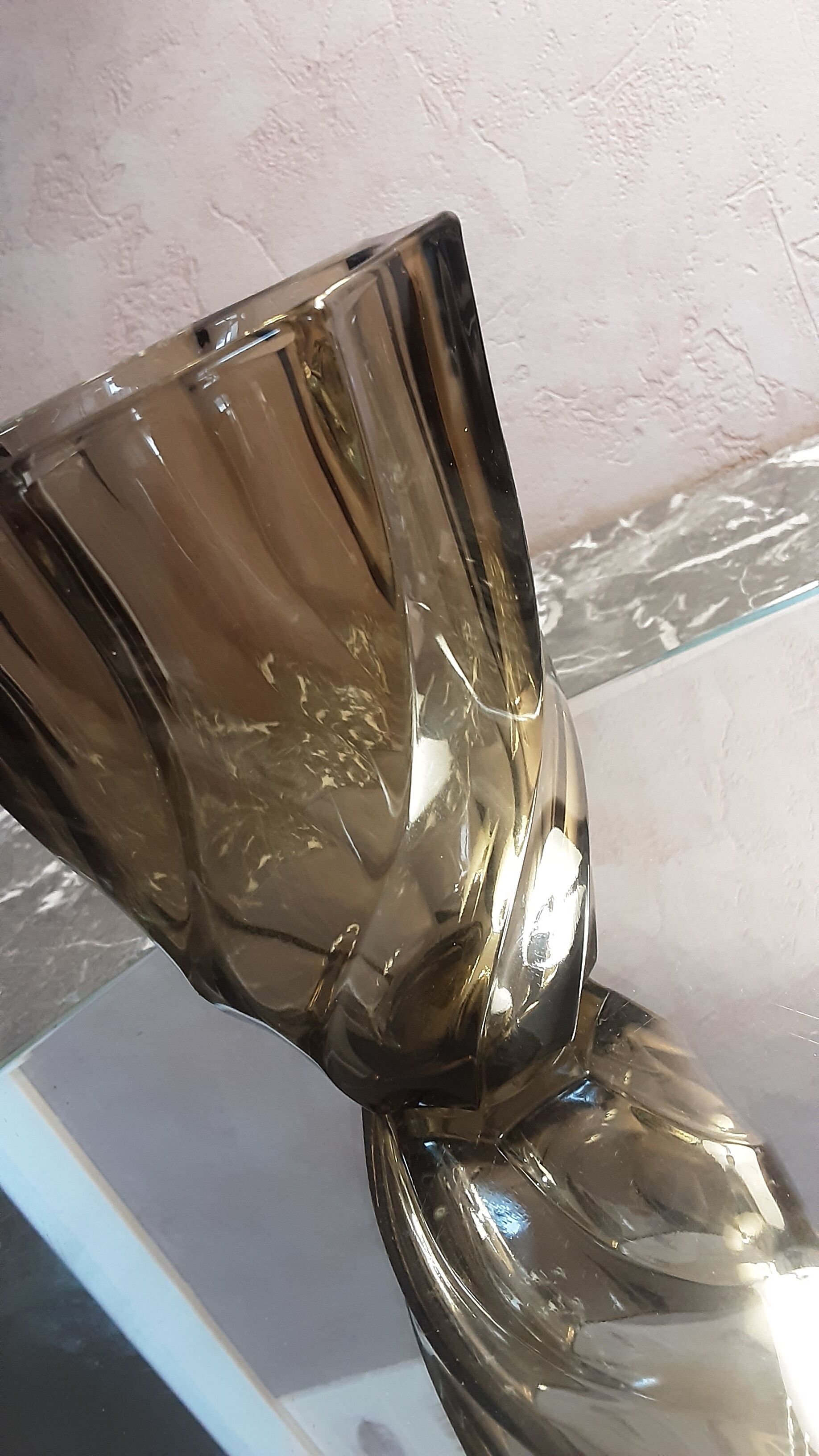 Vintage thick glass elipse vase