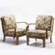 Paire de fauteuils Thonet, structure en bois courbé, années 1940.