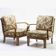 Pair of Thonet armchairs, curved wooden structure, 1940s.
