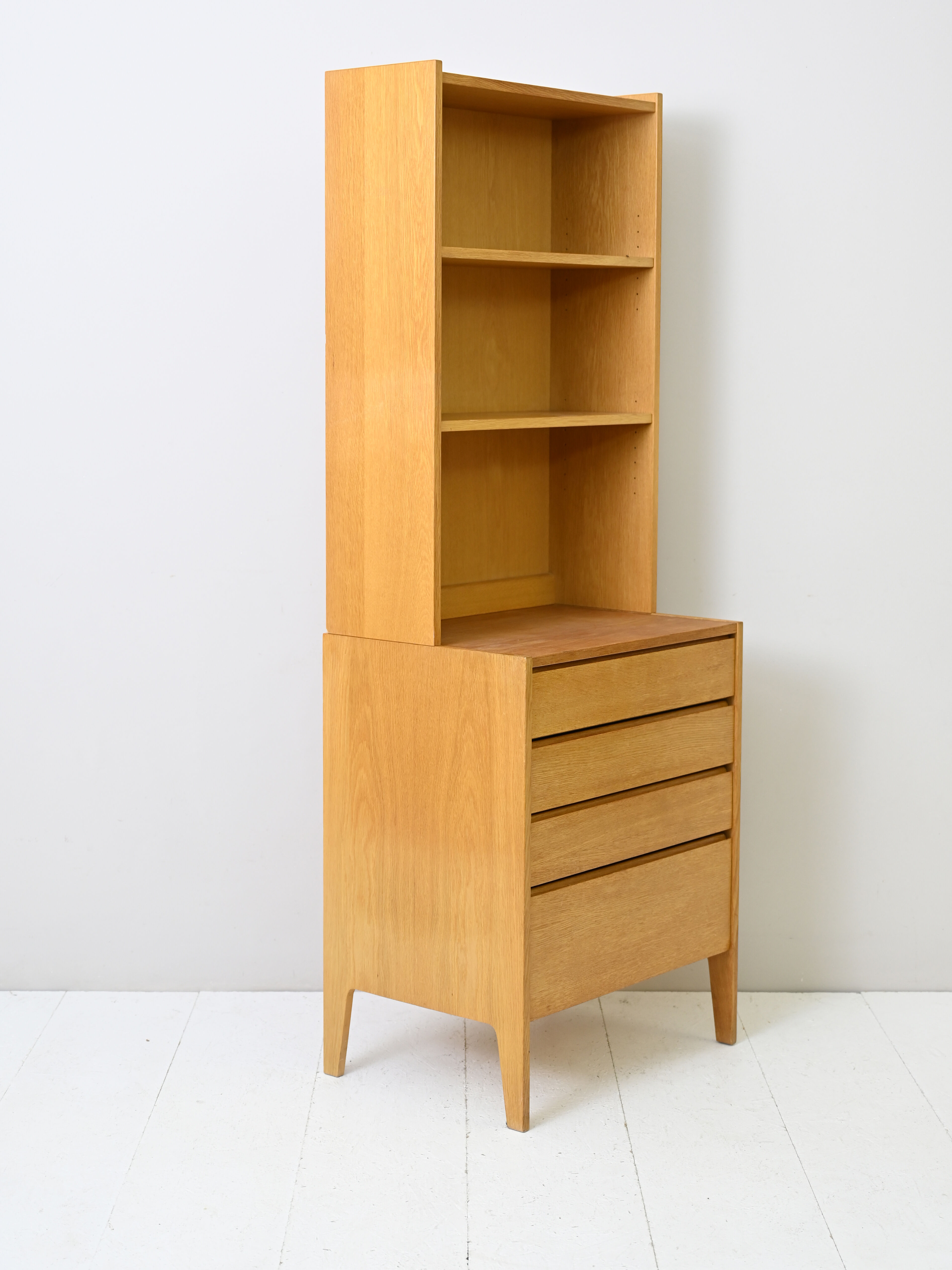 Original 1960s oak bookcase with drawers