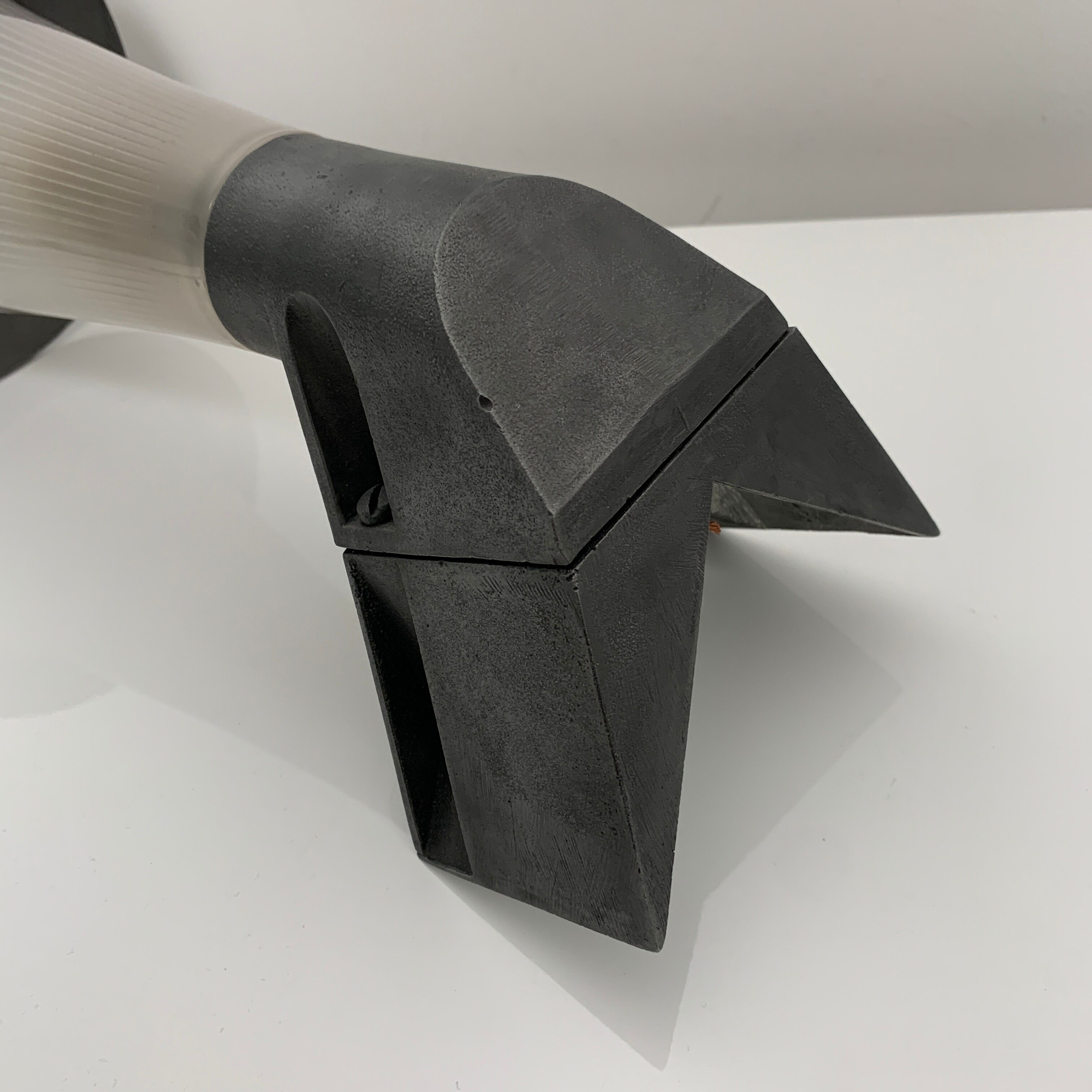 Corner wall lamp in graphite aluminum and Holophane frosted glass