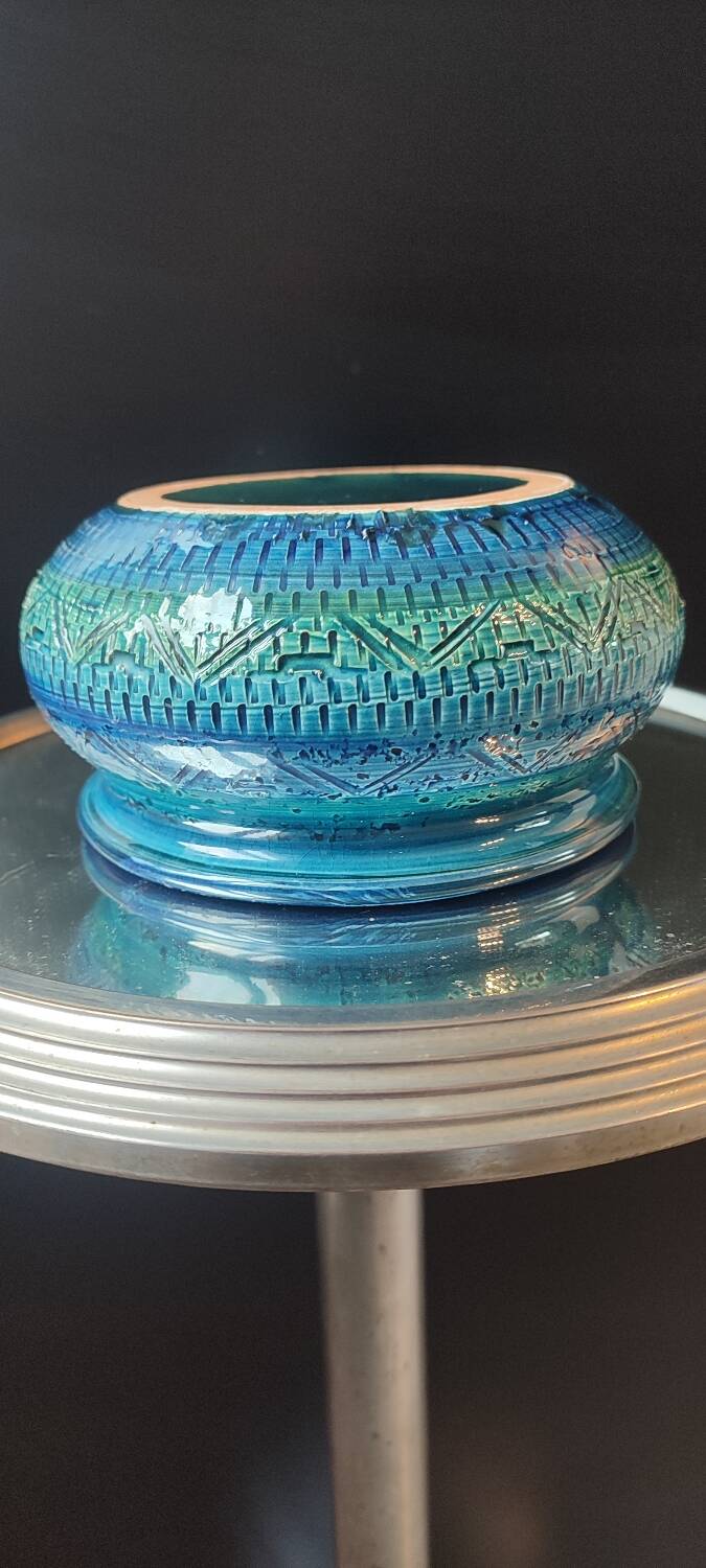 Rimini Blue ceramic cache-pot, Aldo Londi, Bitossi