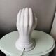 Hand-shaped vintage ceramic table lamp or lamp with a 1980s white glass ball