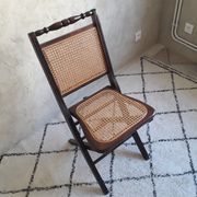 Chaise pliante en bois et cannage style anglais