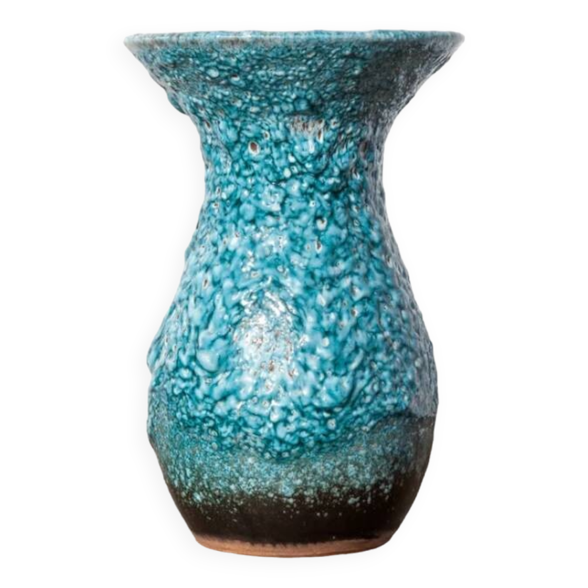 Fat lava turquoise vase, turquoise vase, Glacier enamels, blue vase, flower pot, collection