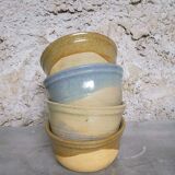 Set of 4 ramekins in semi-glazed sandstone, signed