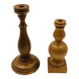 Pair of wooden candle holders