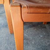 6 chaise regain orme massif et cuir epais