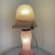 Vintage pink glass table lamp – Mushroom shade and base in
