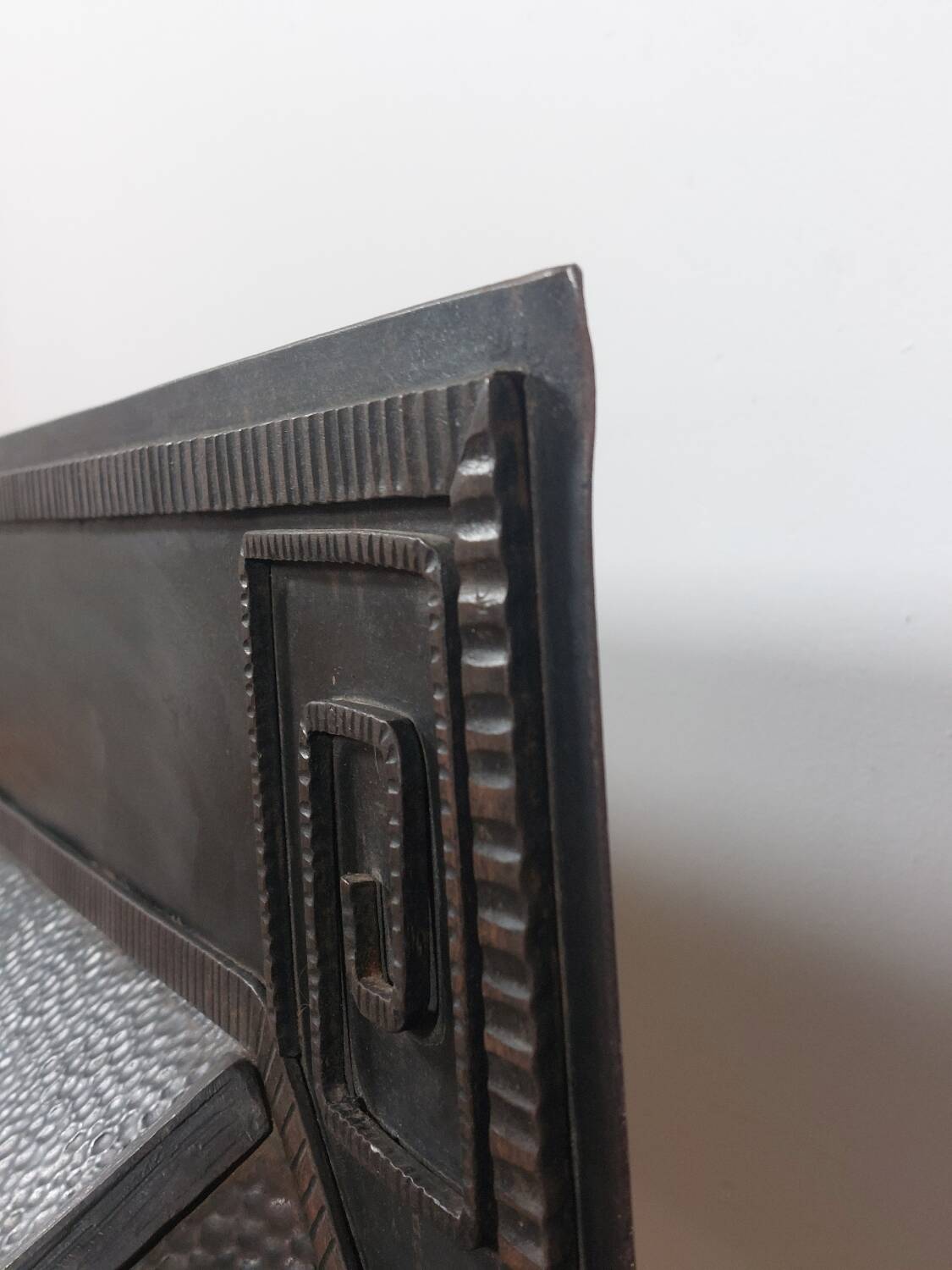 Hand-forged spiral decorative fire surround.