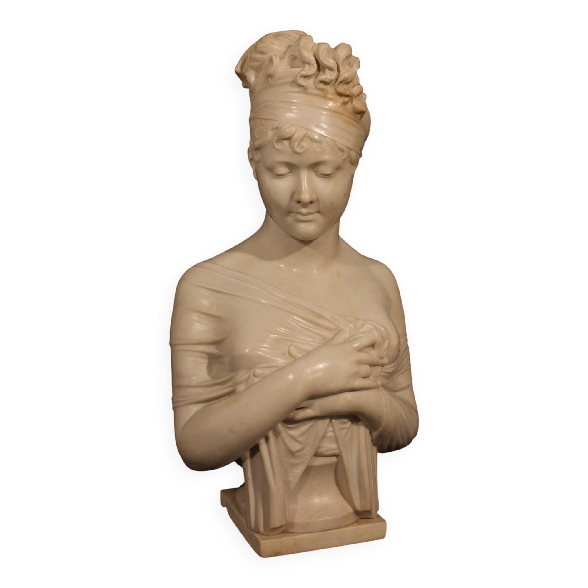 Bust of a woman in Carrara marble