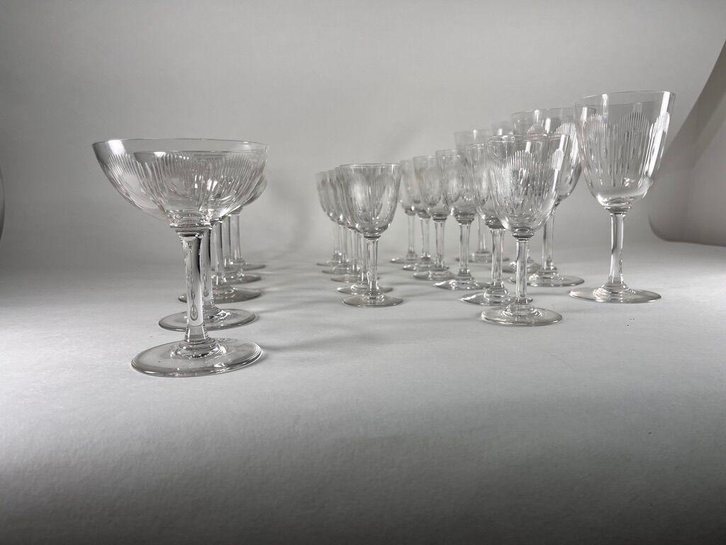 Baccarat Old Crystal Glasses Service Moliere (20pcs) 1916