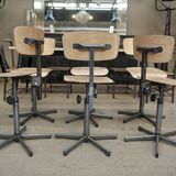 Industrial rotary and adjustable workshop chairs 1950s