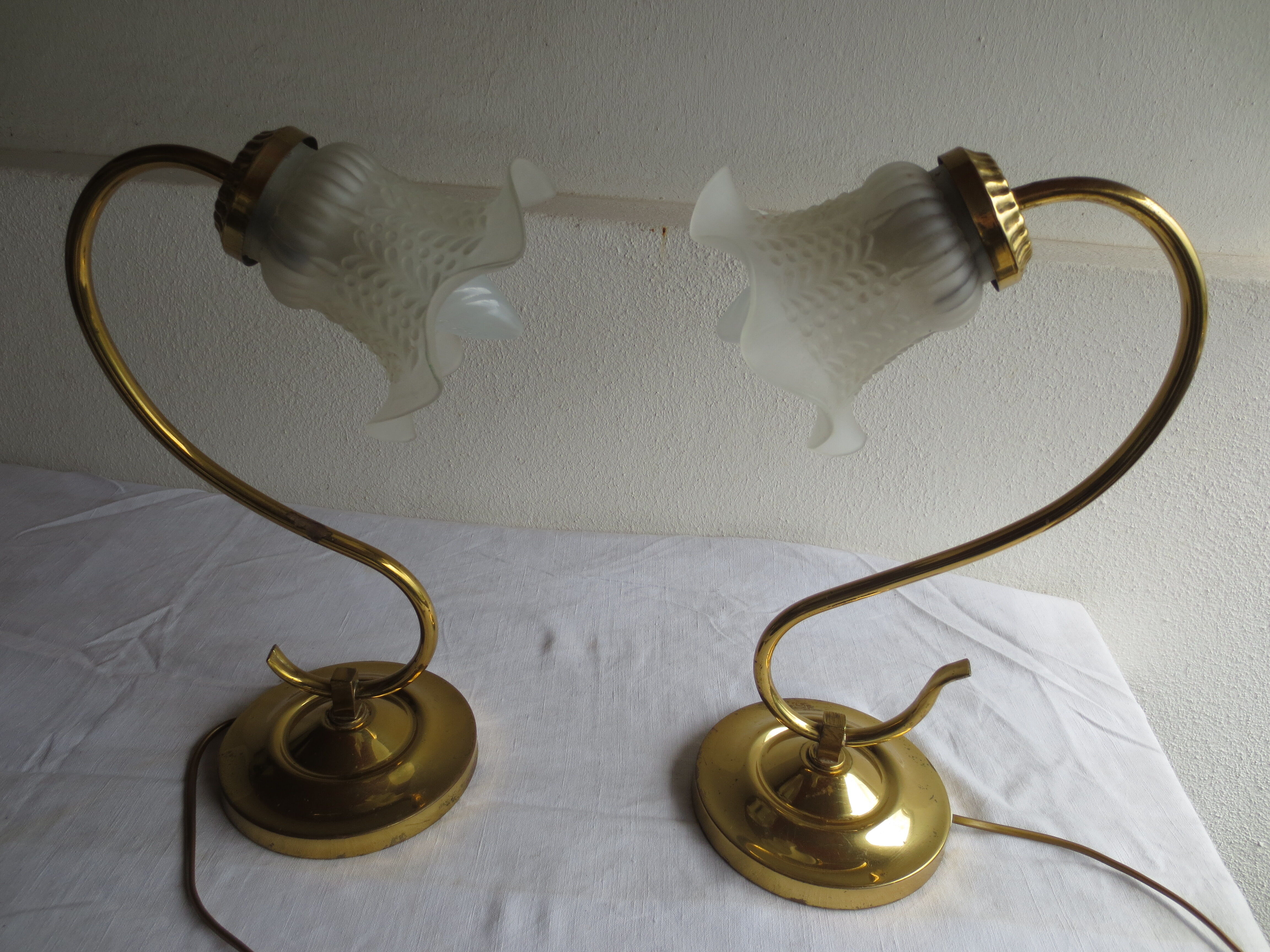 paire de lampes de table métal doré