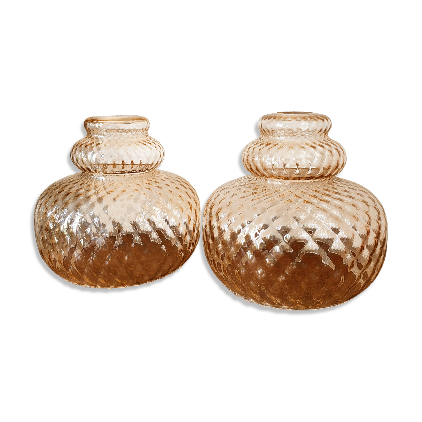 Paire de globes en verre irisé empoli