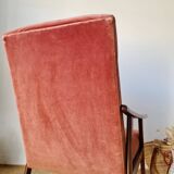 Vintage Scandinavian armchair from the 50s/60s – tapered legs, wood & velvet