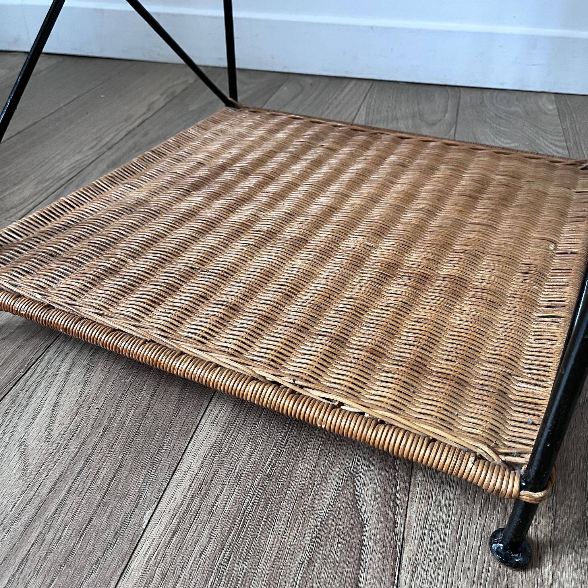 Vintage woven wicker coffee table