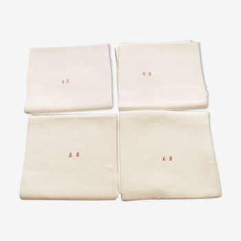 4 anciennes serviette nid d'abeille