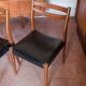 Set of 4 wooden and black faux leather chairs, Scandinavian style, wooden chair