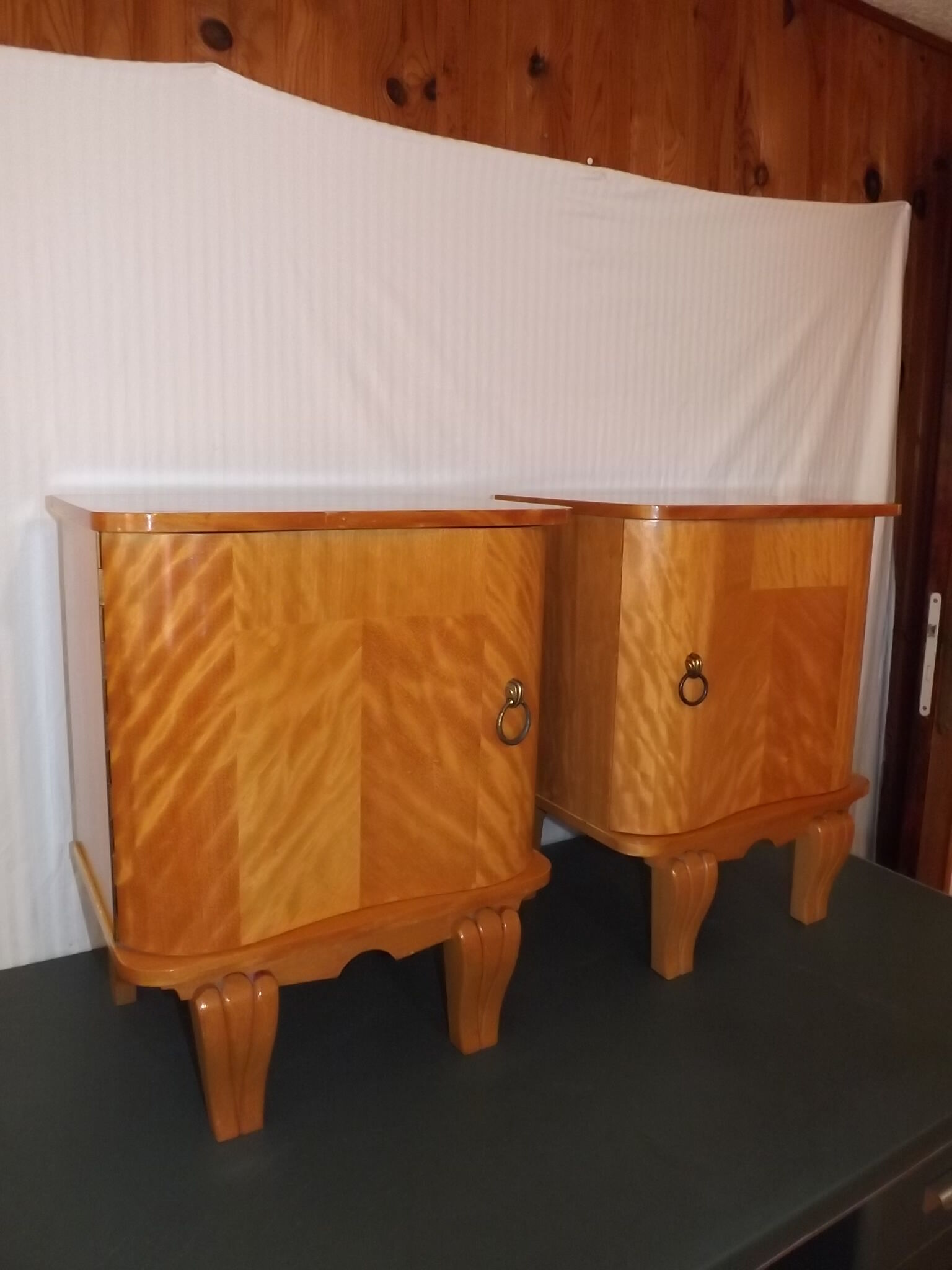 Pair of bedside lemon tree and brass