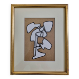 Screenprint after Jean Dubuffet framed under glass 26 cm by 32 cm