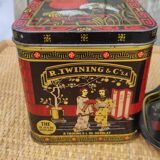 Vintage white metal tea boxes