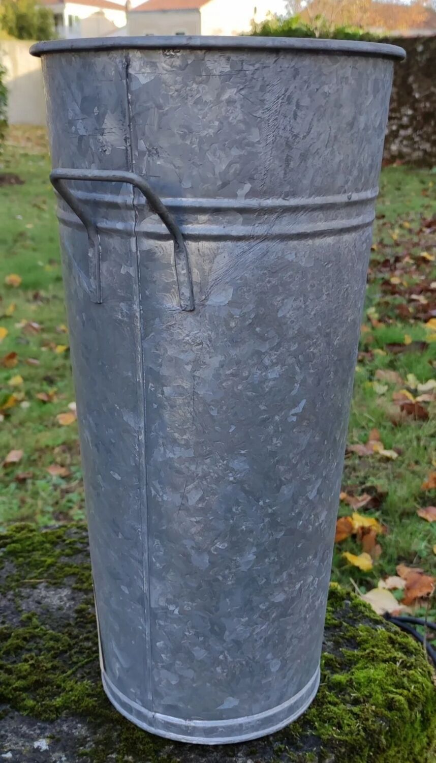 3 vintage galvanized steel/vintage garden florist pots