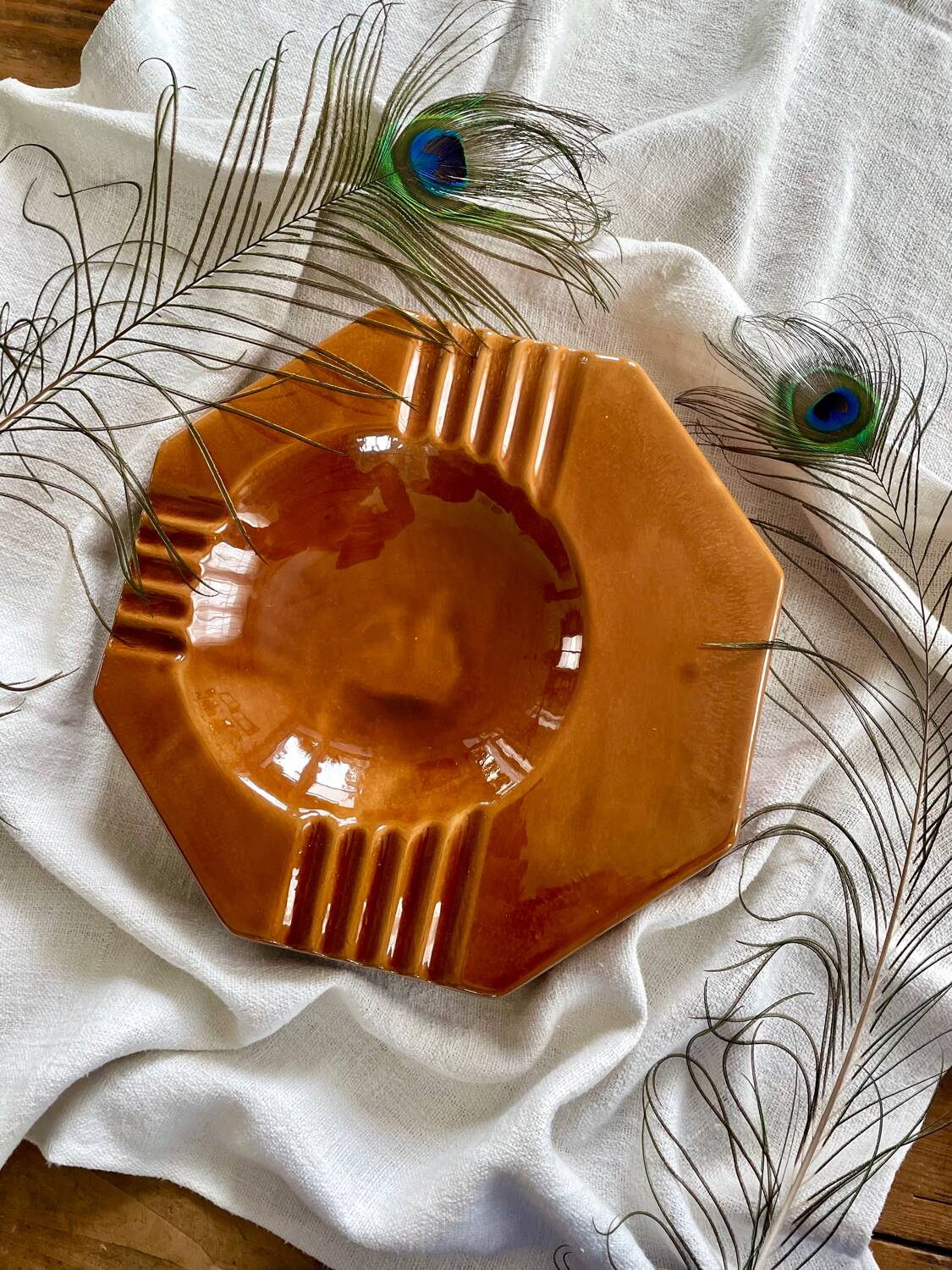 Large vintage modernist ceramic ashtray