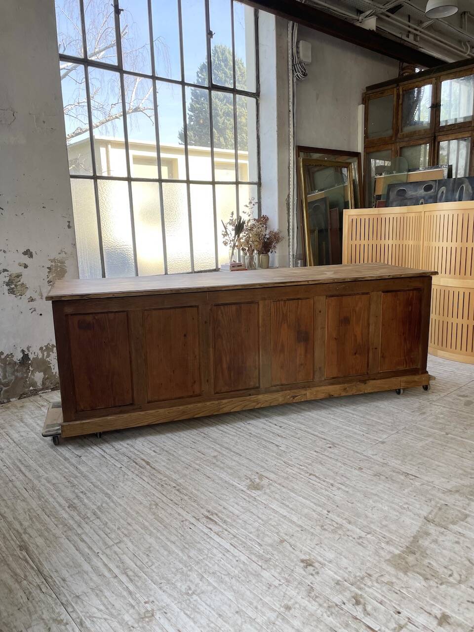 XXL solid oak counter sideboard