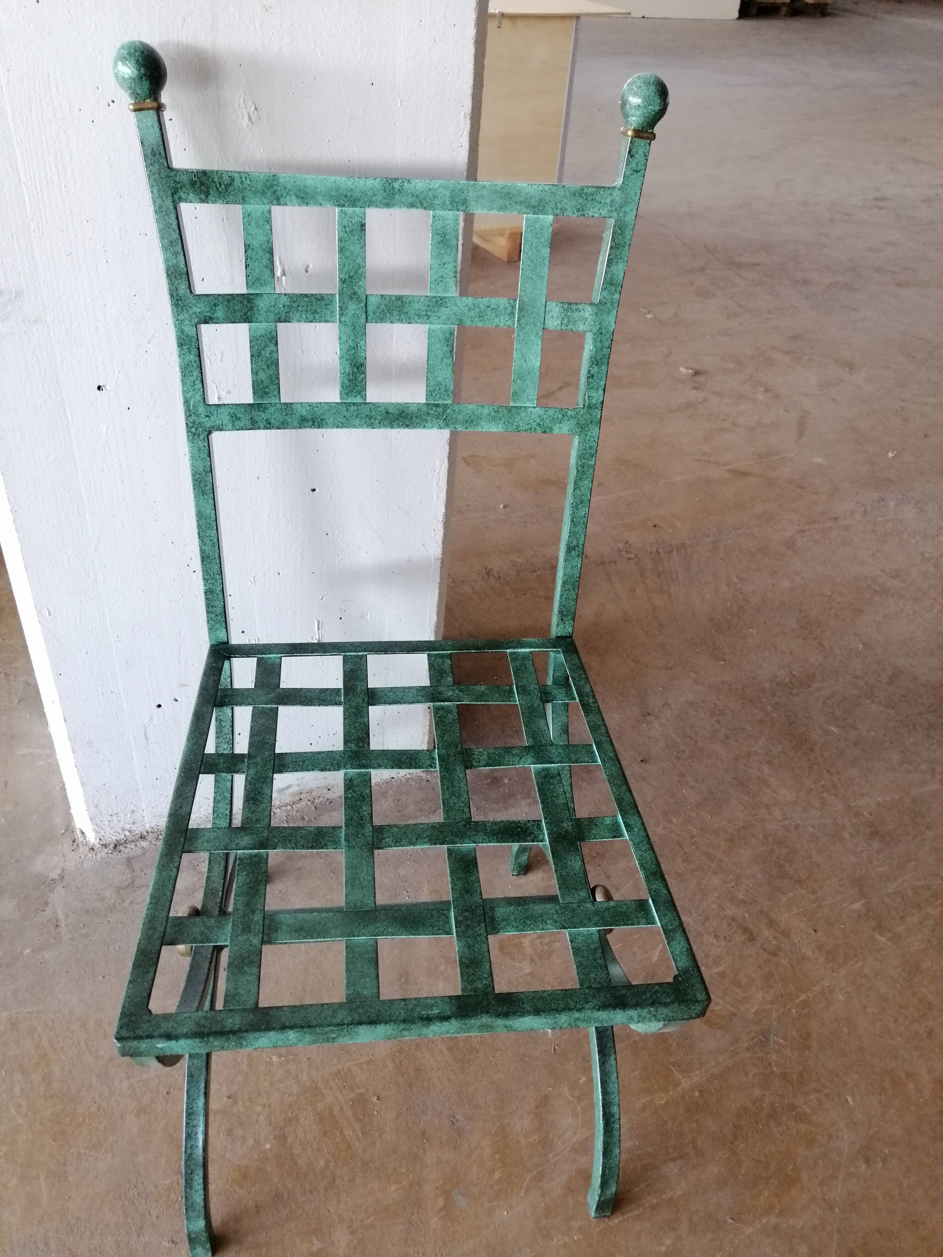 Lot de 6 chaises en fer forgé