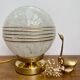 Vintage globe-laying lamp in white Clichy glass gold stripes.