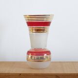 Large blown and enameled glass vase from the 1960s