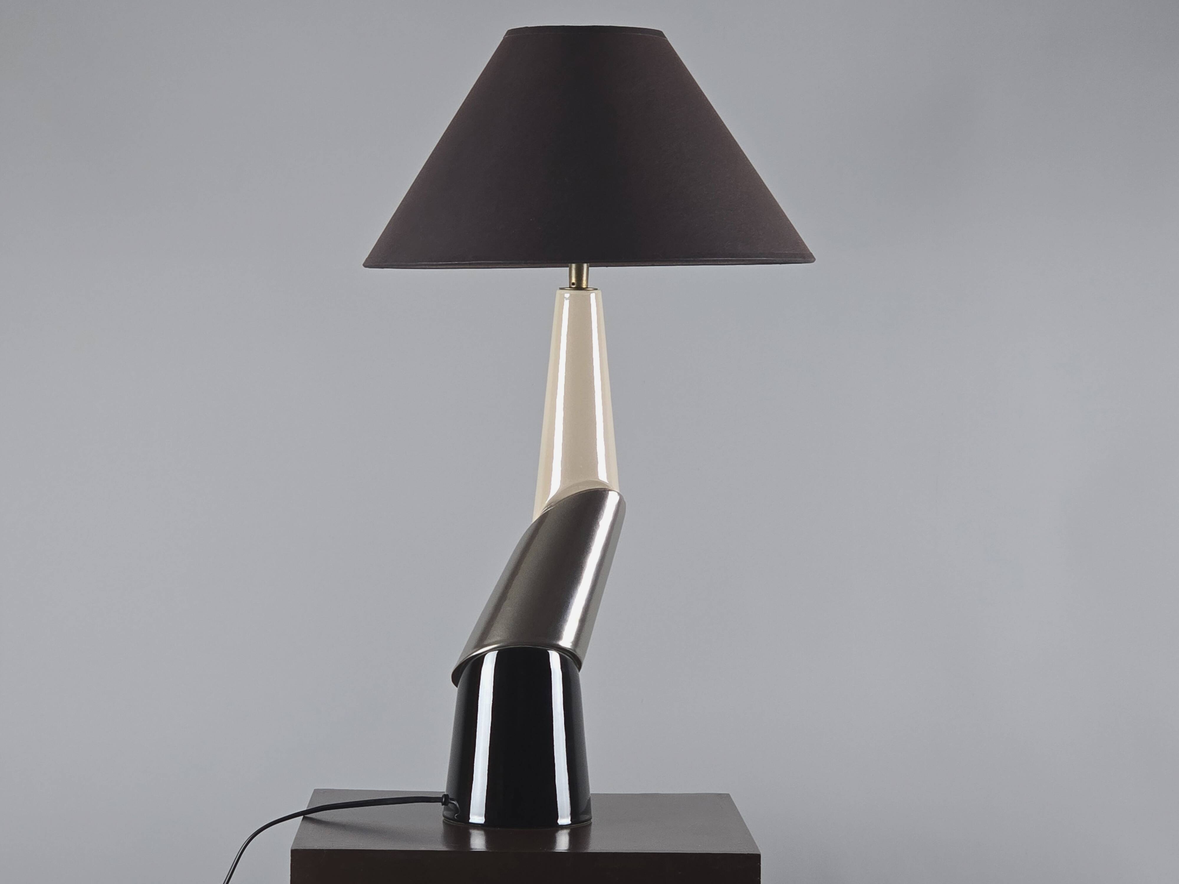 1980s Postmodern Ceramic Table Lamp by François Chatain.