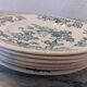 6 flat plates earthenware of longwy fimes blue decoration flowers and butterflies