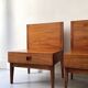 Modernist pair / Scandinavian wooden bedside tables, 1970 design.