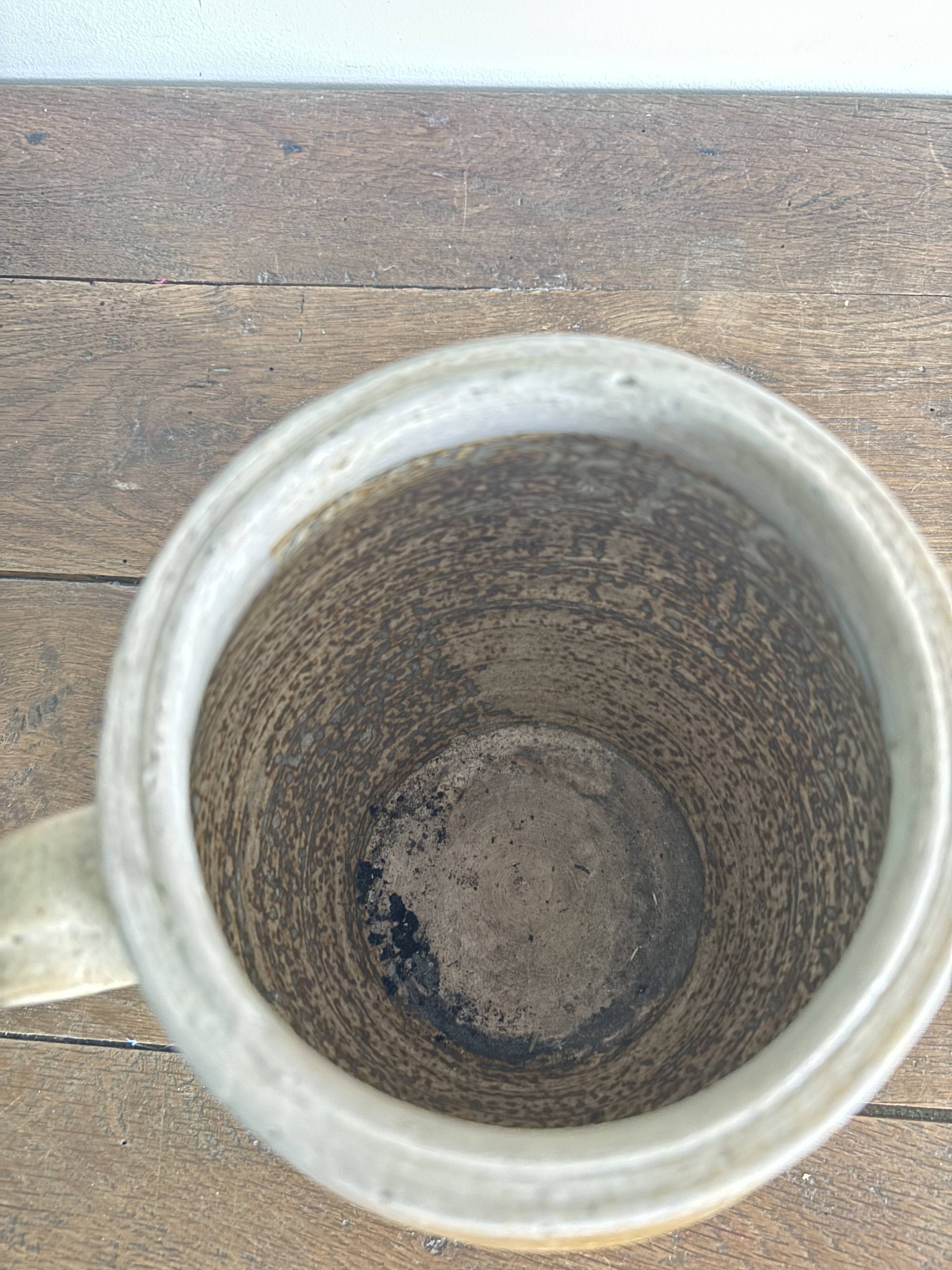 Ancien pot à graisse/vase en grès vernissé vintage – 2 anses
